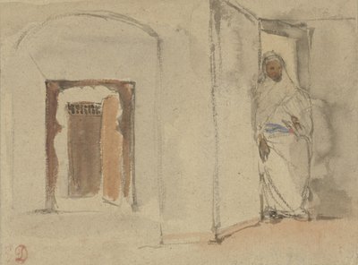 Árabe en la puerta de su casa de Eugène Delacroix