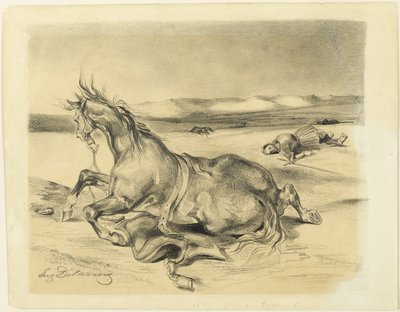 Caballo caído y caballero muerto de Eugène Delacroix