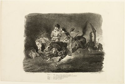 Fausto y Mefistófeles galopan en la noche del aquelarre, de Fausto de Eugène Delacroix