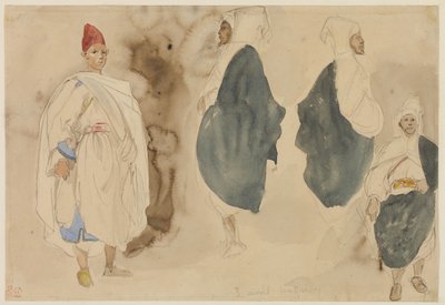 Cuatro esbozos de hombres árabes de Eugène Delacroix