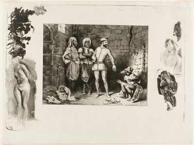 Fronte-boeuf y el judío, de Ivanhoe de Eugène Delacroix
