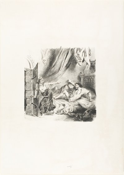 Fronte-boeuf y la bruja, de Ivanhoe de Eugène Delacroix