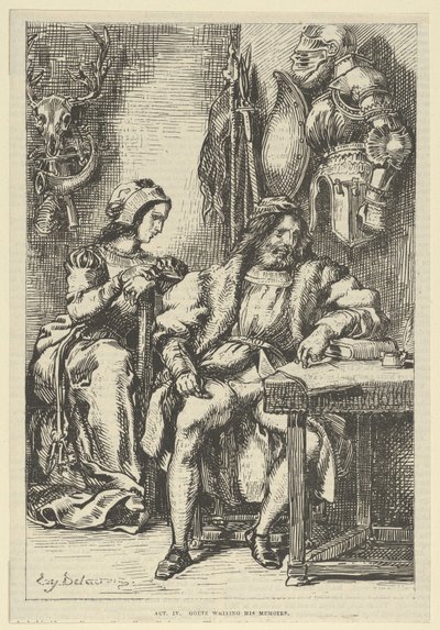 Goetz von Berlichingen escribiendo sus memorias de Eugène Delacroix