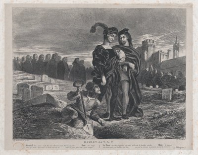 Hamlet contemplando el cráneo de Yorick de Eugène Delacroix