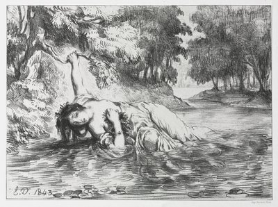 Hamlet: La muerte de Ofelia de Eugène Delacroix