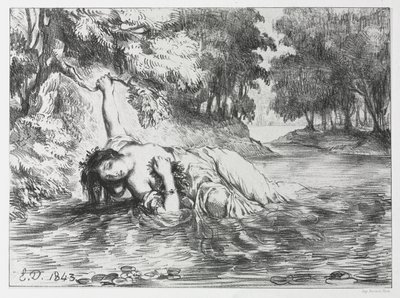 Hamlet: La muerte de Ofelia, 1843 de Eugène Delacroix