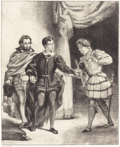 Hamlet y Guildenstern, Acto III, Escena II, 1834-1843 de Eugène Delacroix