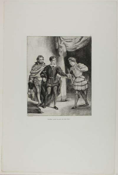 Hamlet y Guildenstern, lámina 6 de Hamlet de Eugène Delacroix