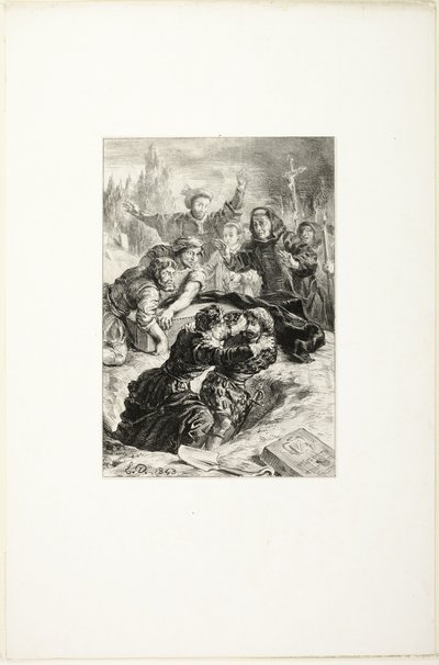 Hamlet y Laertes en la tumba de Ofelia de Eugène Delacroix