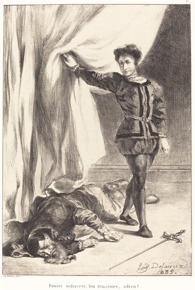 Hamlet y el Cuerpo de Polonio (Acto III, Escena IV) de Eugène Delacroix