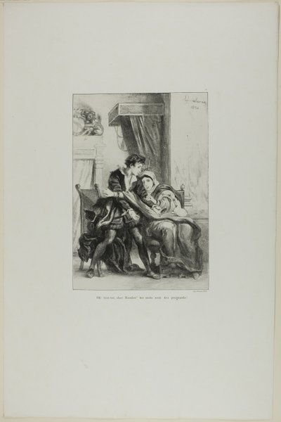 Hamlet y la Reina, lámina 10 de Hamlet de Eugène Delacroix