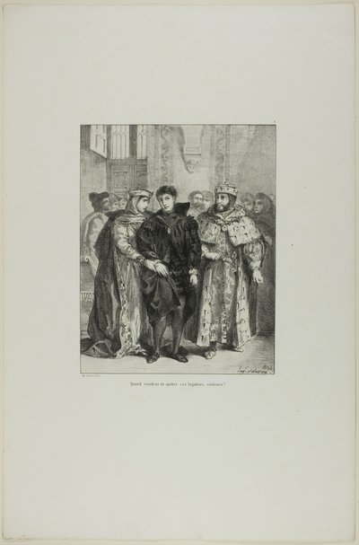 Hamlet y la Reina, lámina 1 de Hamlet de Eugène Delacroix