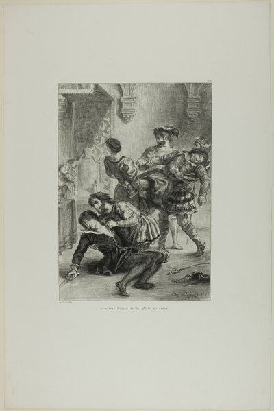 La muerte de Hamlet, lámina 16 de Hamlet de Eugène Delacroix