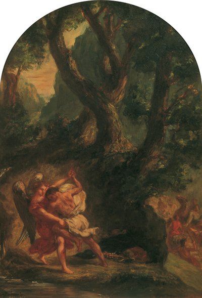 Jacob luchando con el ángel, 1850-1855 de Eugène Delacroix