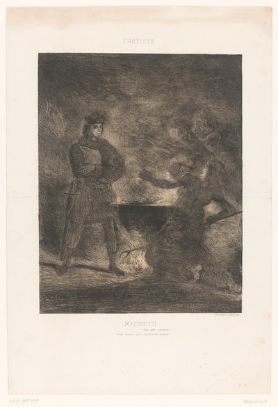 Macbeth consulta a las tres brujas
Macbeth (título en el objeto) de Eugène Delacroix