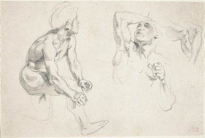 Desnudo Masculino Posando para Figuras en la Frise de la Guerre, c. 1835 de Eugène Delacroix