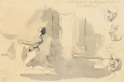 Margarita en la iglesia con estudios de la cabeza de Mefistófeles de Eugène Delacroix