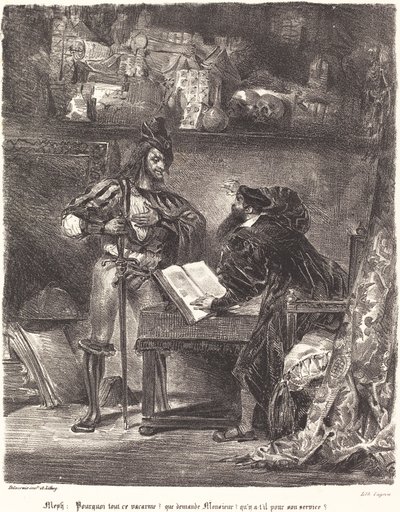 Mefistófeles aparece a Fausto de Eugène Delacroix