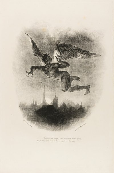 Mefistófeles Volando, de Fausto de Eugène Delacroix
