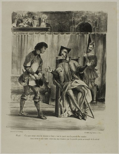 Mefistófeles recibiendo al estudiante, de Fausto de Eugène Delacroix