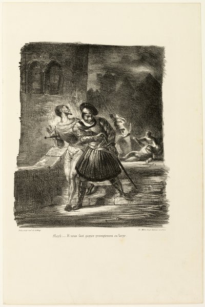 Mefistófeles y Fausto huyendo después del duelo, de Fausto de Eugène Delacroix