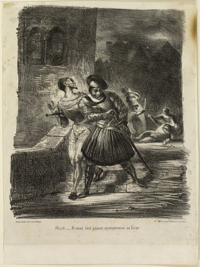 Mefistófeles y Fausto huyendo después del duelo de Eugène Delacroix