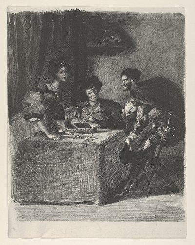Mefistófeles se presenta a Martha Goethe, Fausto de Eugène Delacroix