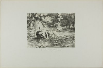 La muerte de Ofelia, lámina 13 de Hamlet de Eugène Delacroix