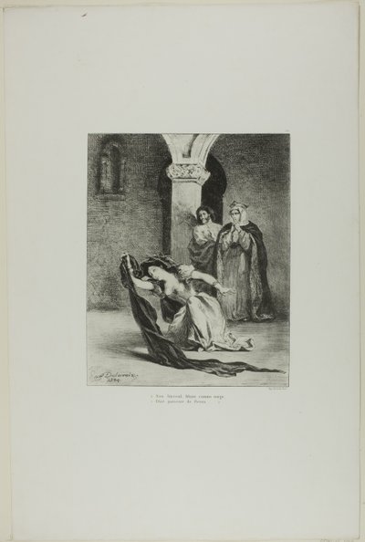 Canción de Ofelia, lámina 12 de Hamlet de Eugène Delacroix