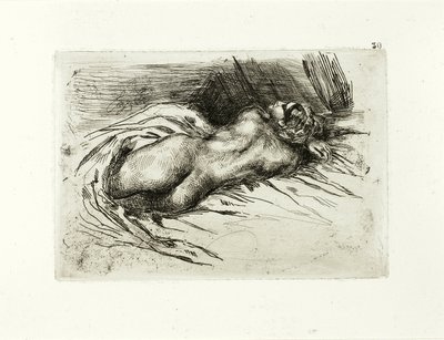 Desnudo reclinado, vista trasera de Eugène Delacroix