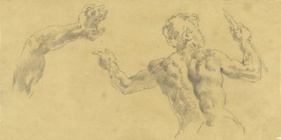Bocetos de un brazo y un hombre vistos desde atrás de Eugène Delacroix
