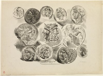 Pliego de Doce Medallas Antiguas de Eugène Delacroix