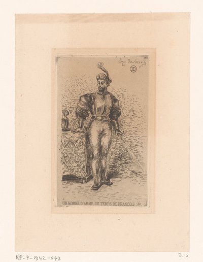Soldaat met zwaard
Un hombre de armas en la época de Francisco I (título en el objeto) de Eugène Delacroix