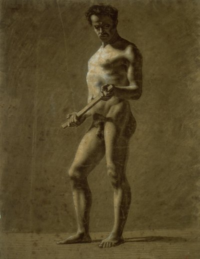 Desnudo masculino académico de pie (recto); Boceto del brazo superior (verso) de Eugène Delacroix