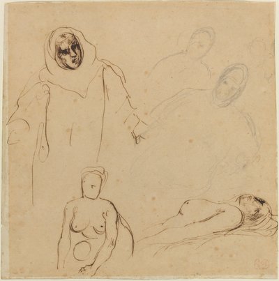 Estudios para Cristóbal Colón de Eugène Delacroix