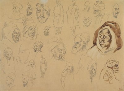 Estudios de cabezas y figuras árabes, después de 1832 de Eugène Delacroix