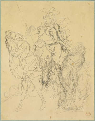Estudio para Marphise y la Señora de Pinabel de Eugène Delacroix