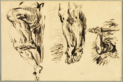 Estudio de brazos y piernas de Cristo crucificado de Eugène Delacroix