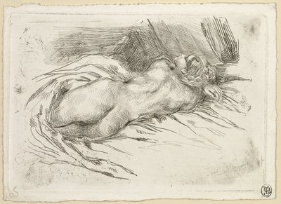 Estudio de una mujer vista desde atrás de Eugène Delacroix