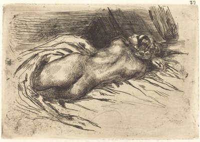 Estudio de una mujer, vista desde atrás de Eugène Delacroix