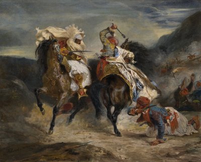 El combate de Giaour y Hassan de Eugène Delacroix