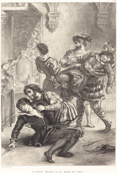 La muerte de Hamlet Acto V, Escena II, 1843 de Eugène Delacroix