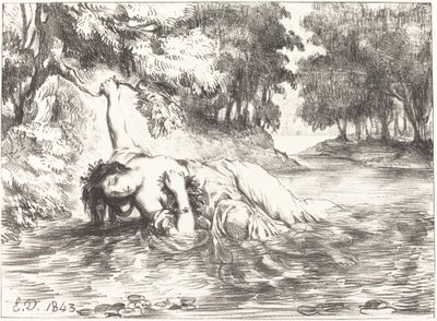 La muerte de Ofelia, Acto IV, Escena VII, 1843 de Eugène Delacroix