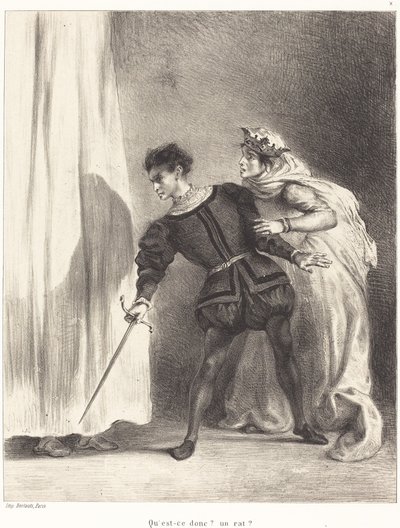 El asesinato de Polonio (Acto III, Escena IV) de Eugène Delacroix