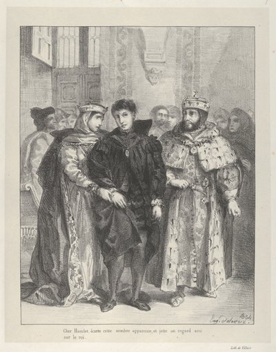 La reina intenta consolar a Hamlet de Eugène Delacroix