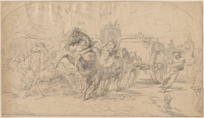 El carruaje fugitivo, 1830s de Eugène Delacroix