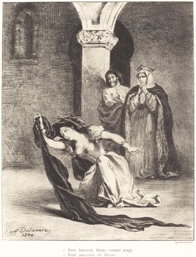 La canción de Ofelia (Acto IV, Escena V) de Eugène Delacroix