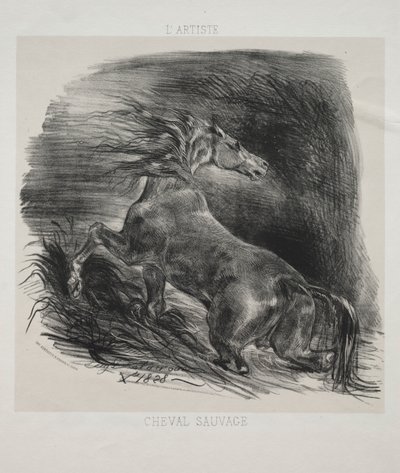 The Wild Horse, or Frightened Horse Leaving the Water de Eugène Delacroix