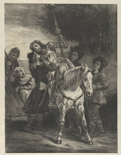 El herido Goetz acogido por los gitanos, 1836-43 de Eugène Delacroix