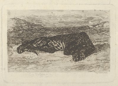 Tigre Acostado en el Desierto de Eugène Delacroix